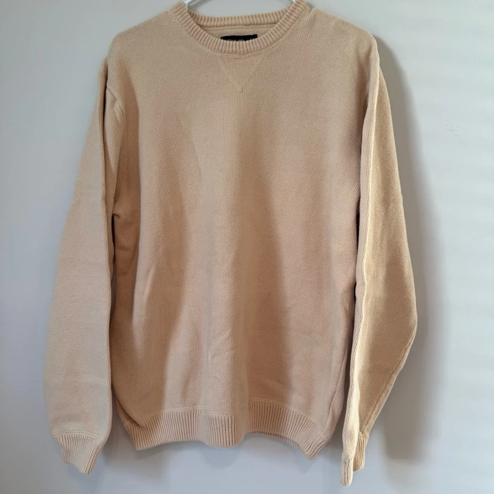 Eddie Bauer Vintage 90s Yellow Chunky Grandpacore Fisherman Men’s Cotton Sweater